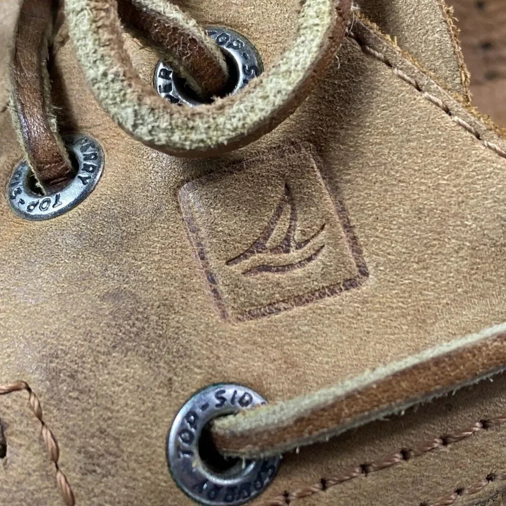 Sperry Top Sider Loafer Sahara Men's Size 9 US Brown Leather Lace Up Loafer Logo